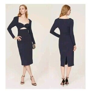 Revolve ELLIATT SCARLETTE CUTOUT LONG SLEEVE SHEATH DRESS IN NAVY NWT SZ Large